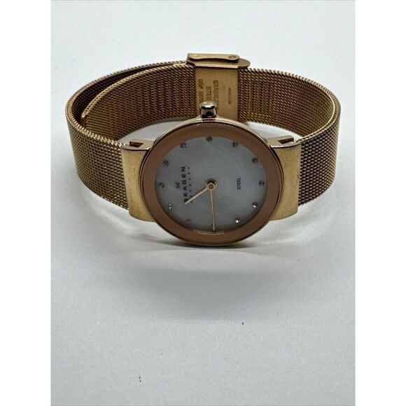 Skagen Freja 358SRRD Womens Rose-Tone Steel Mesh Analog Dial Quartz Watch AEA003 main image 9